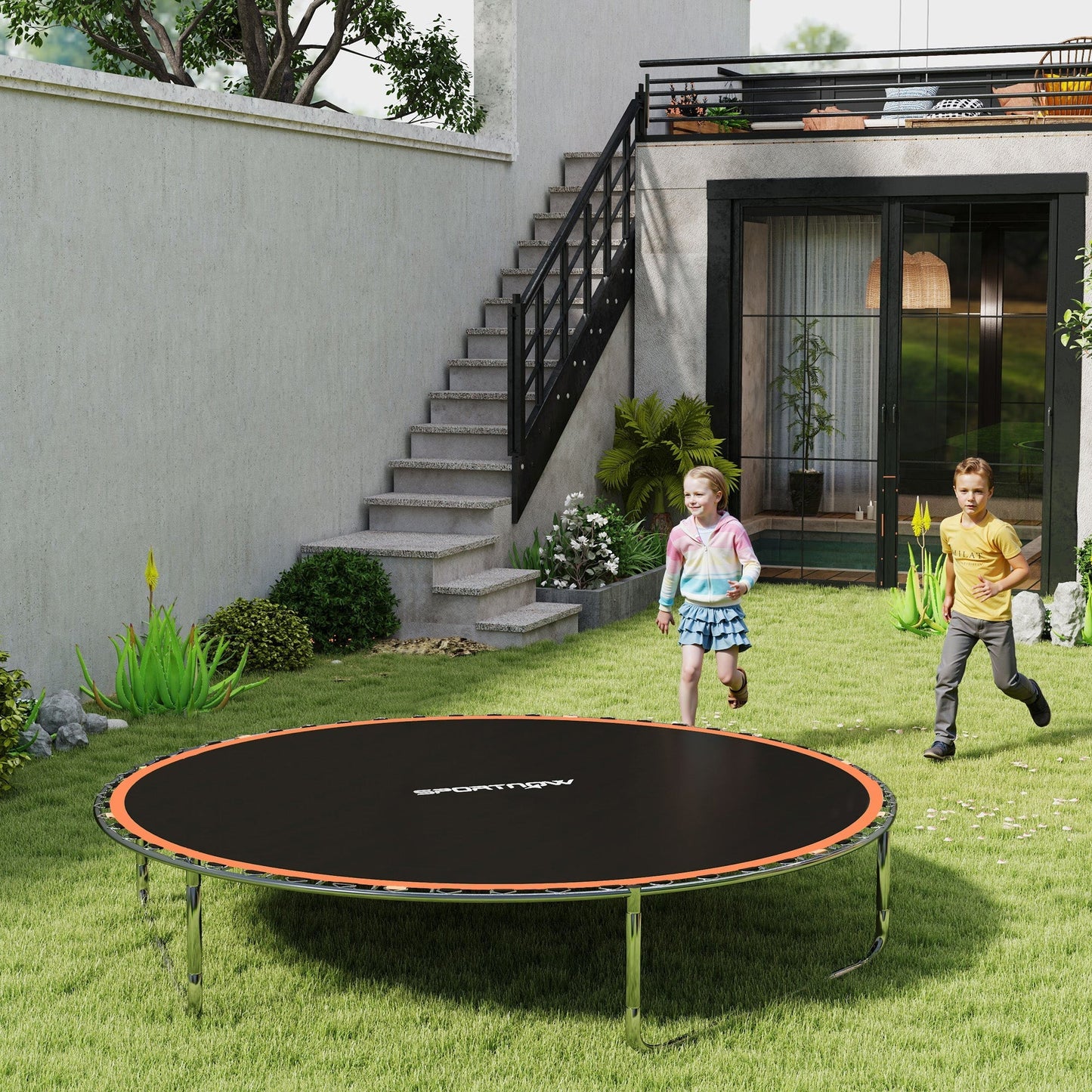 SPORTNOW Trampoline Replacement Mat with Spring Pull Tool, 54 V-Hooks, for 10ft Trampoline using 14cm Springs, Orange