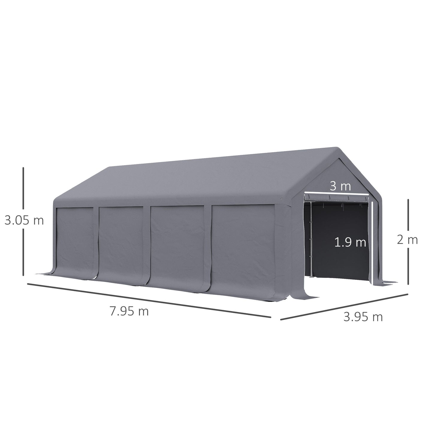 Outsunny 4 x 8 m Marquee Gazebo with Sides, 420g/m_ PVC Cover, Heavy Duty Party Tent Canopy & Carport Shelter for Outdoor Event, Wedding, Dark Grey