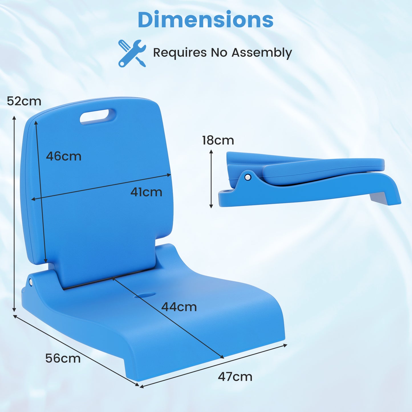 Poolside Chairs with Handle and Back Support for Edge of Pool-Blue