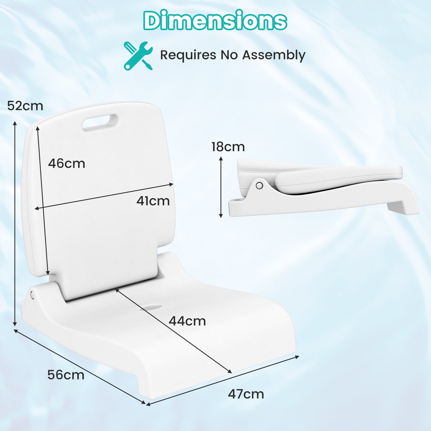 Poolside Chairs with Handle and Back Support for Edge of Pool-White
