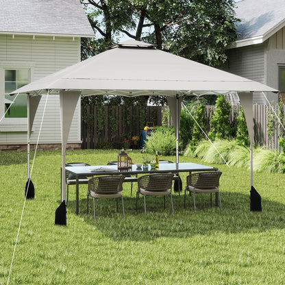 395 x 395 cm Pop up Canopy Tent with Vented Top and 8 Drainage Holes-Beige