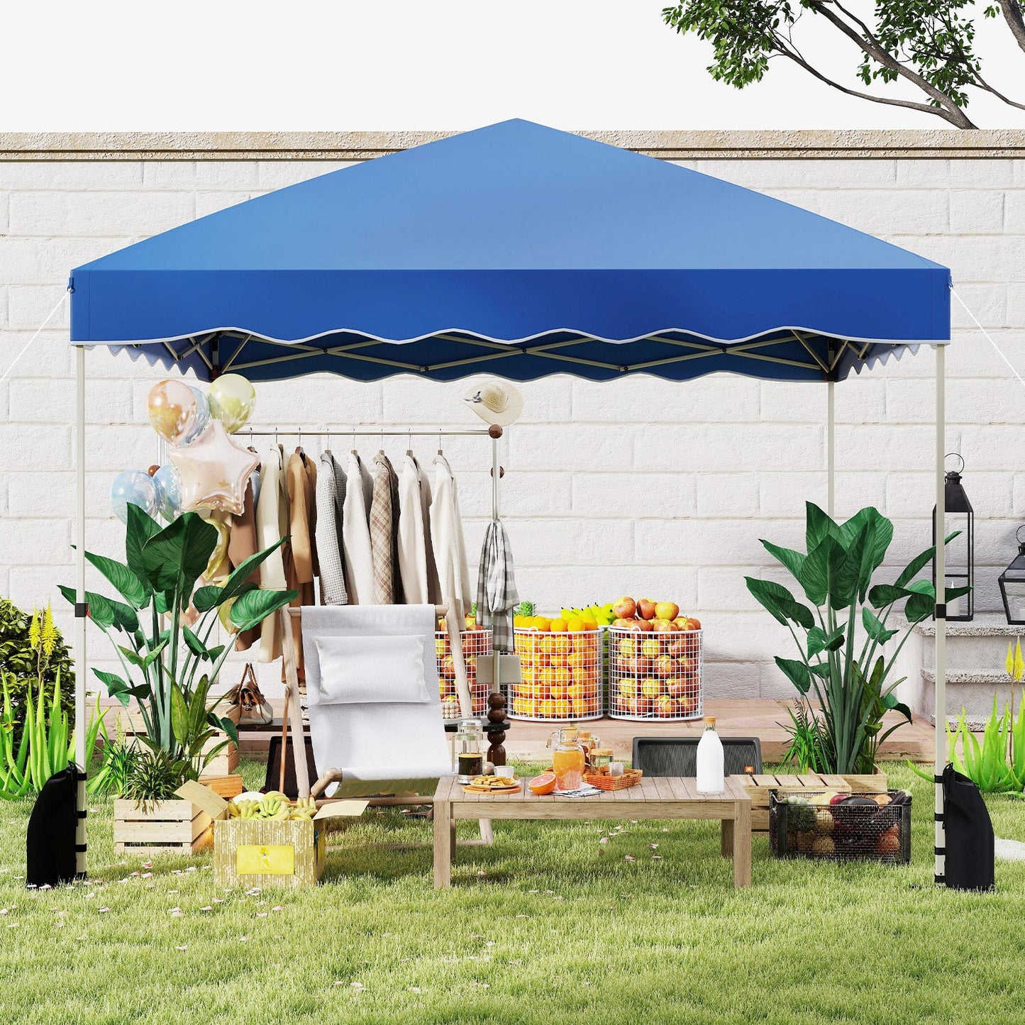 300 x 300 cm Pop up Canopy Tent with Wheeled Bag-Blue