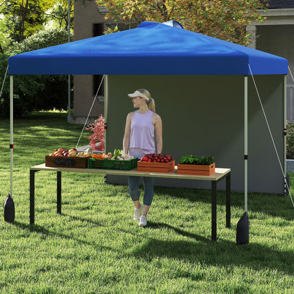 3 x 3 m Pop up Canopy Tent with 1 Sidewall Wheeled Bag-Blue