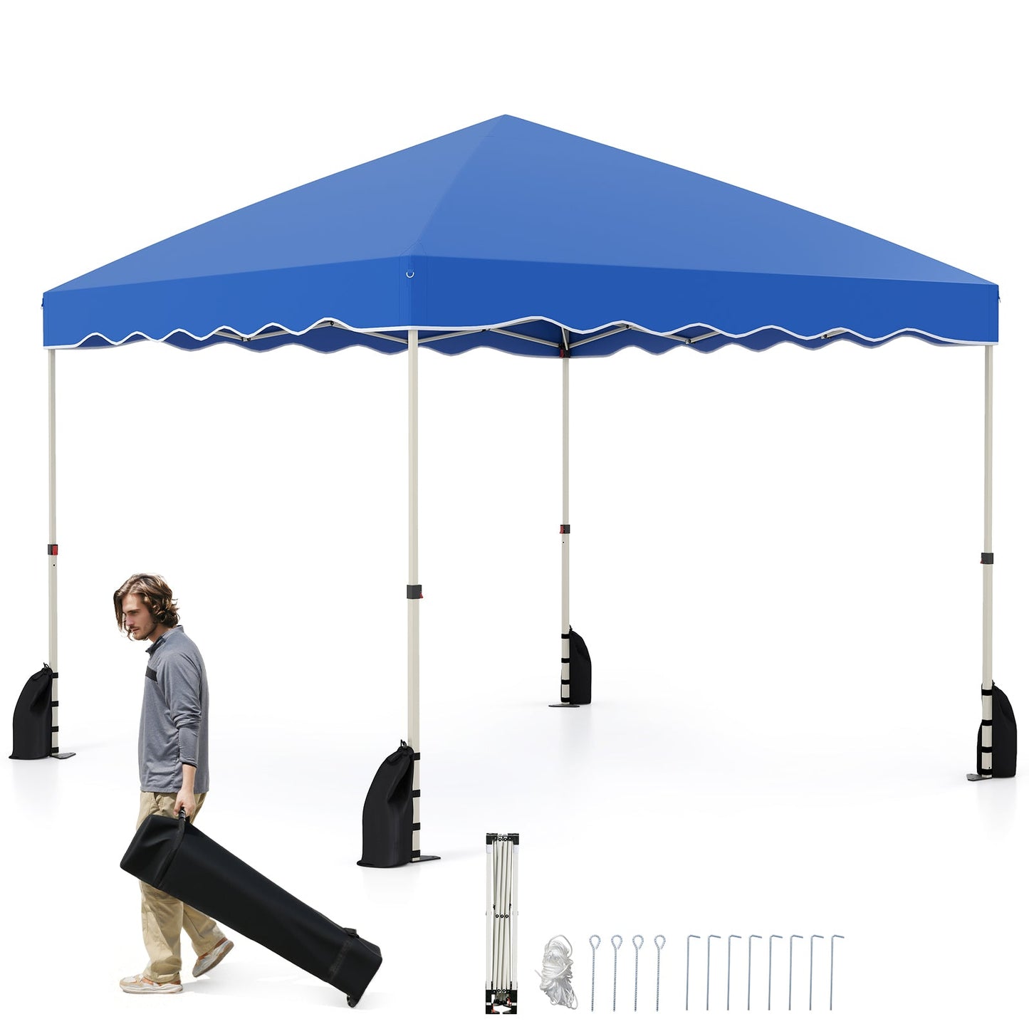 300 x 300 cm Pop up Canopy Tent with Wheeled Bag-Blue