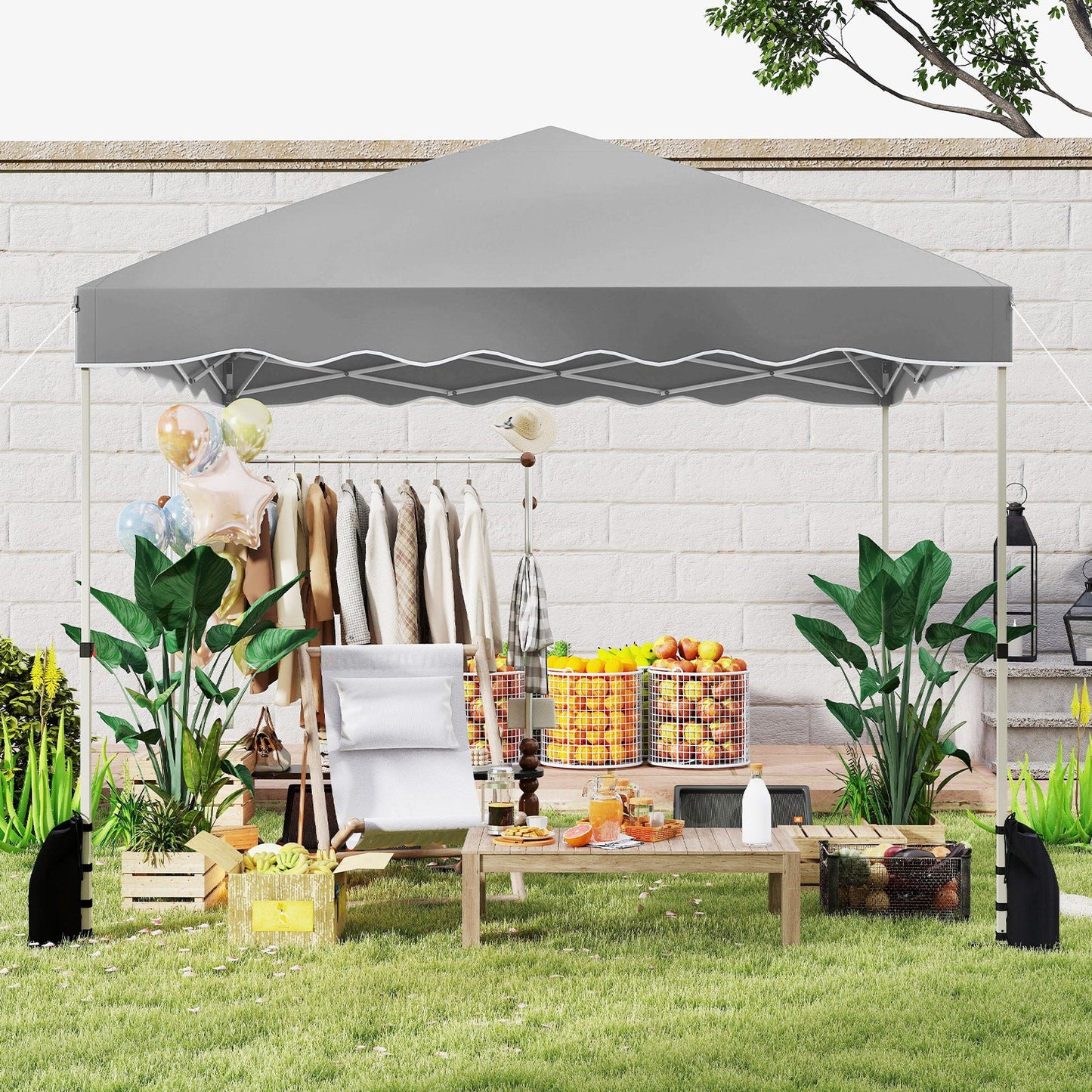 300 x 300 cm Pop up Canopy Tent with Wheeled Bag-Grey