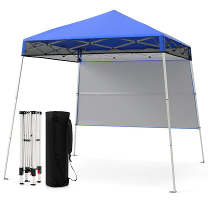 Pop up Canopy Tent with 1 Sidewall Outdoor Easy Setup Folding Gazebo Shelter-Blue