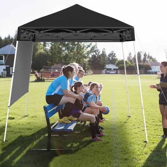 Pop up Canopy Tent with 1 Sidewall Outdoor Easy Setup Folding Gazebo Shelter-Black