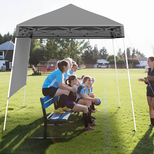 Pop up Canopy Tent with 1 Sidewall Outdoor Easy Setup Folding Gazebo Shelter-Grey