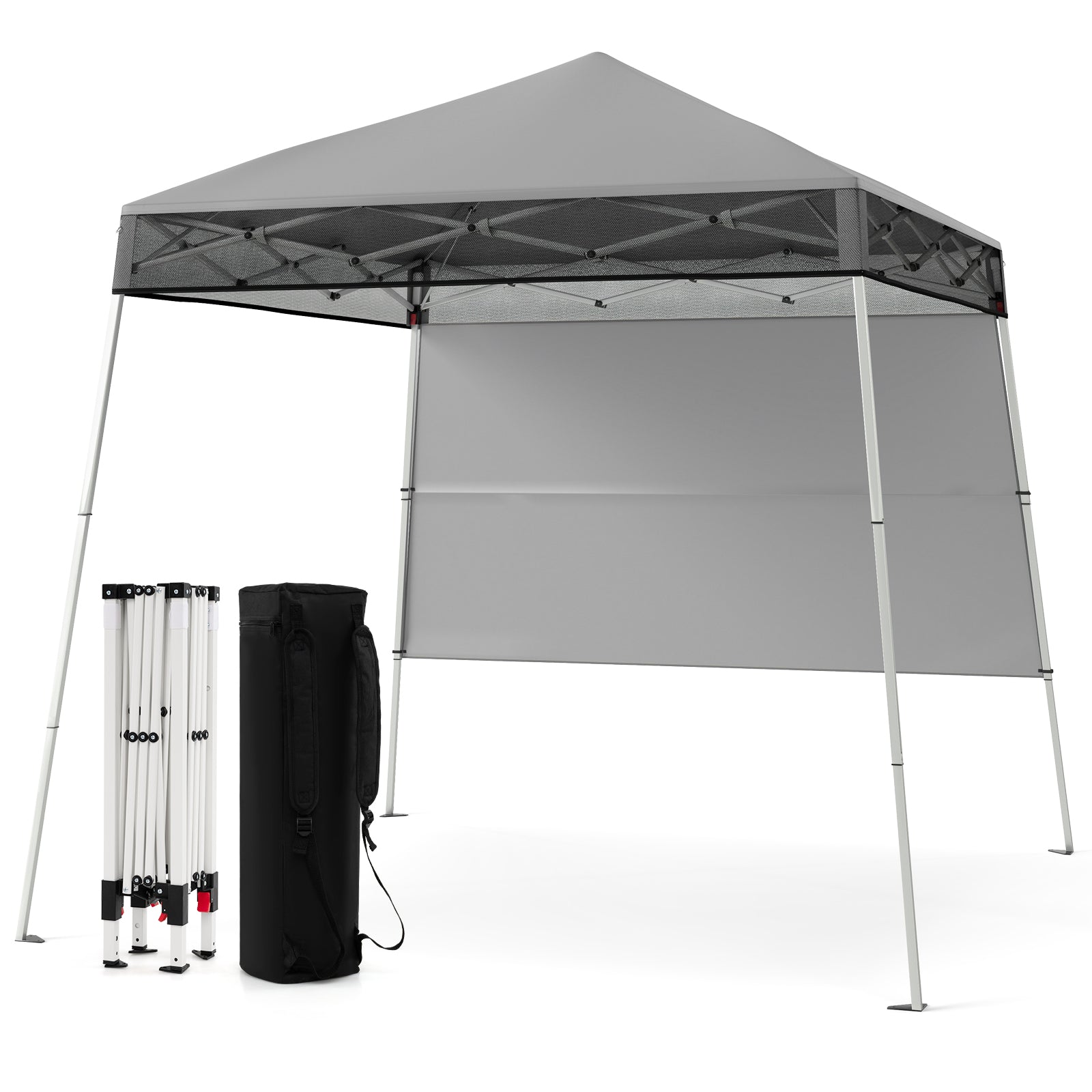 Pop up Canopy Tent with 1 Sidewall Outdoor Easy Setup Folding Gazebo Shelter-Grey
