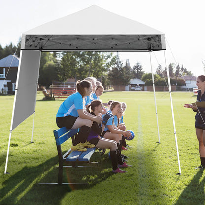 Pop up Canopy Tent with 1 Sidewall Outdoor Easy Setup Folding Gazebo Shelter-White