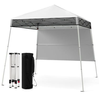 Pop up Canopy Tent with 1 Sidewall Outdoor Easy Setup Folding Gazebo Shelter-White