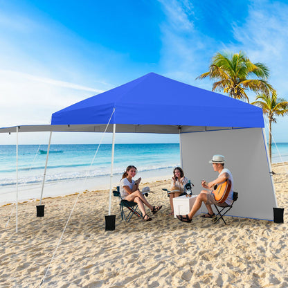 Pop up Canopy Tent with 2 Sidewalls Easy Setup Outdoor Sun Shelter-Blue
