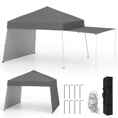Pop up Canopy Tent with 2 Sidewalls Easy Setup Outdoor Sun Shelter-Grey
