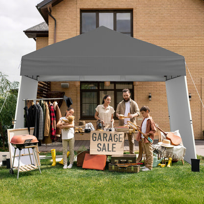 Pop up Canopy Tent with 2 Sidewalls Easy Setup Outdoor Sun Shelter-Grey