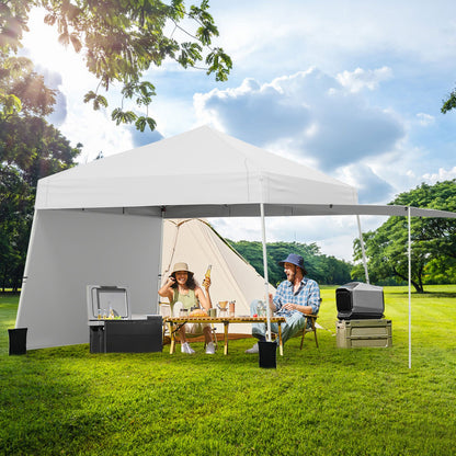 Pop up Canopy Tent with 2 Sidewalls Easy Setup Outdoor Sun Shelter-White