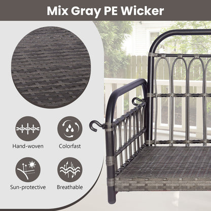 2-Person Patio Wicker Swing Chair with Removable Cushions for Garden, Poolside, Backyard-Off White