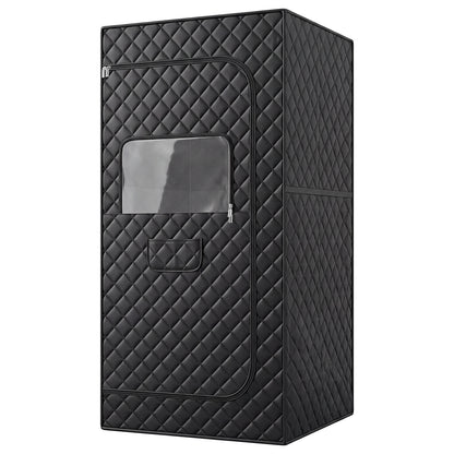 Portable Far Infrared Sauna Box for Home with Heated Foot Pad-Black