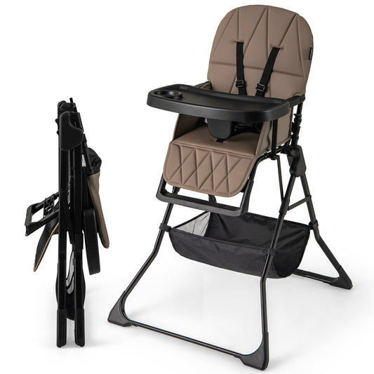 Portable High Chair with 3-Level Adjustable Tray and Footrest-Coffee