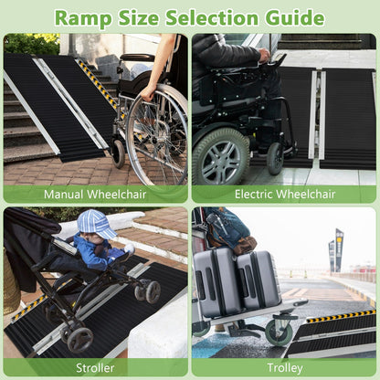 Portable Aluminum Wheelchair Ramp with Transition Plate-3FT