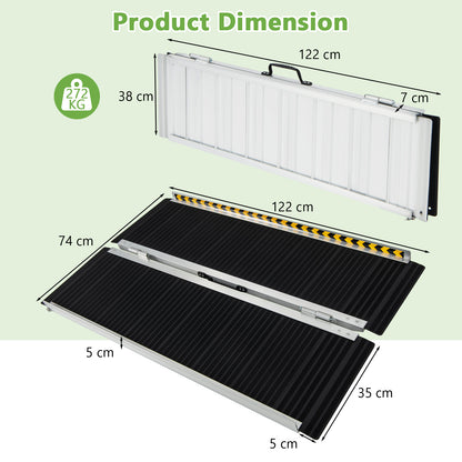 Portable Aluminum Wheelchair Ramp with Transition Plate-4FT
