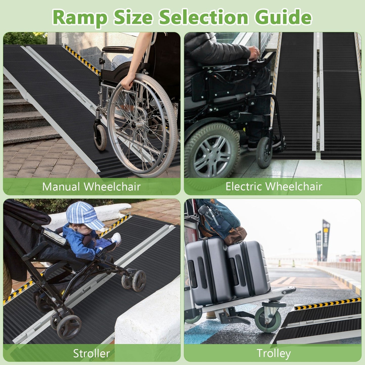 Portable Aluminum Wheelchair Ramp with Transition Plate-5FT