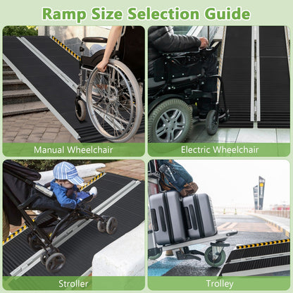 Portable Aluminum Wheelchair Ramp with Transition Plate-5FT
