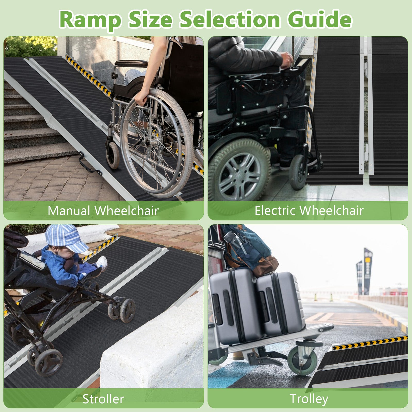 Portable Aluminum Wheelchair Ramp with Transition Plate-6FT