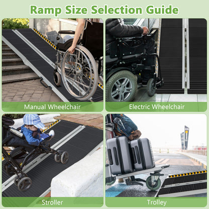 Portable Aluminum Wheelchair Ramp with Transition Plate-6FT