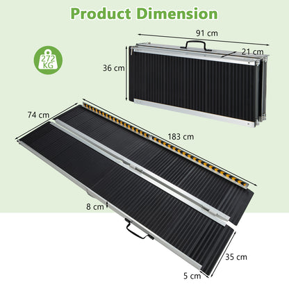 Portable Aluminum Wheelchair Ramp with Transition Plate-6FT