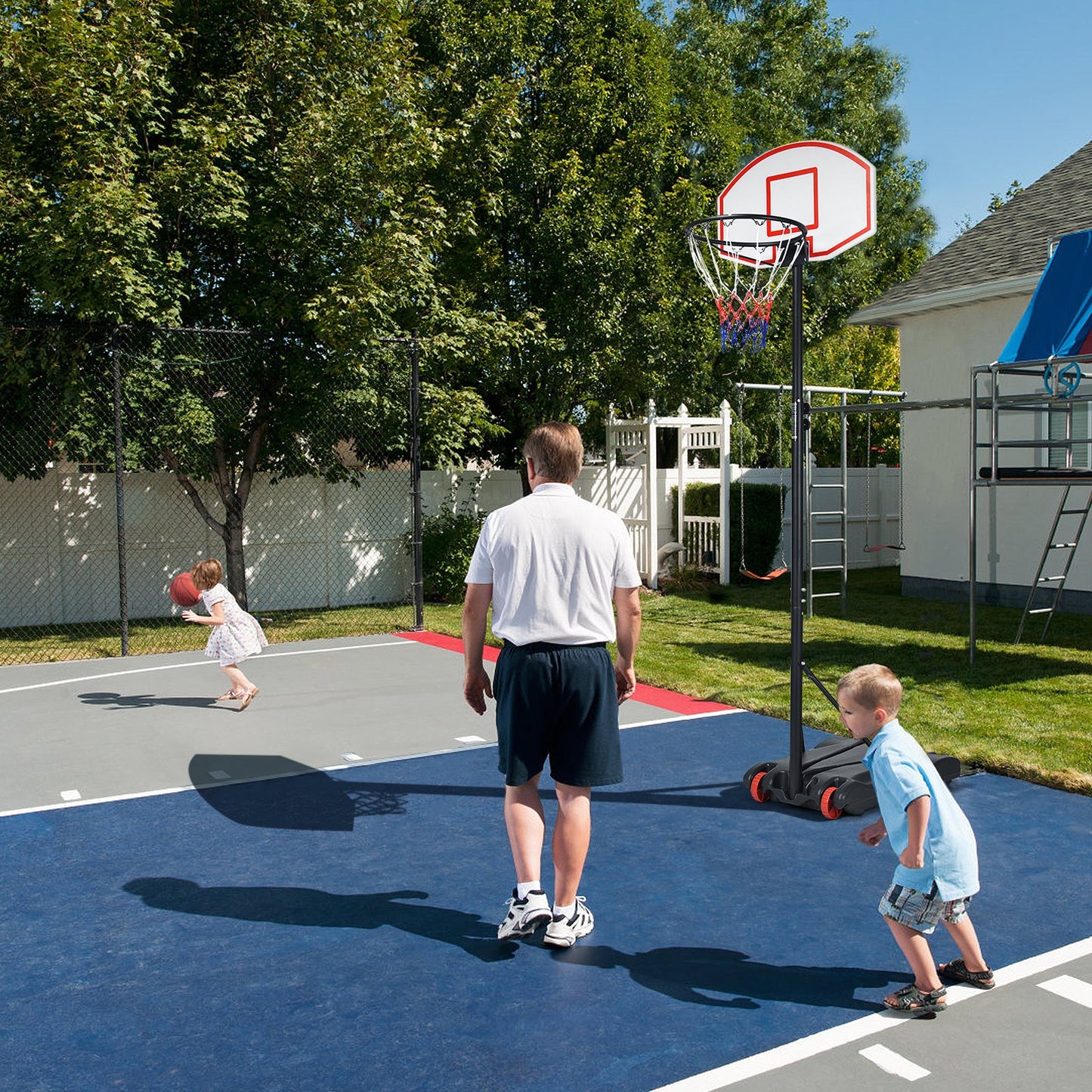 Portable Basketball Hoop with Wheels and 28" Backboard for Kids Youth Adults and Family