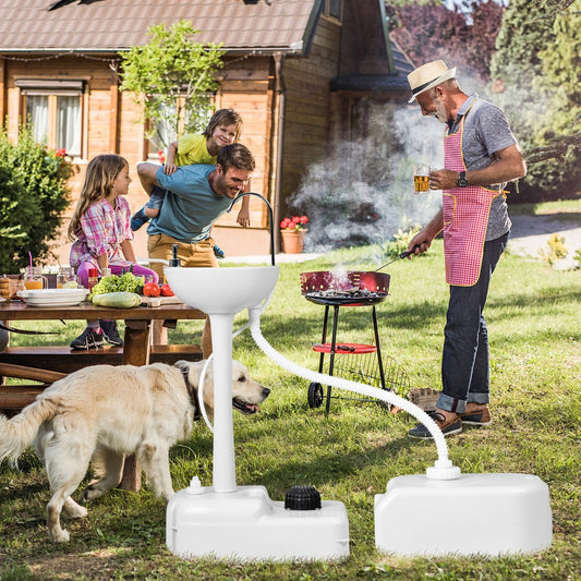 Portable Camping Sink with Rolling Wheels and Running Faucet