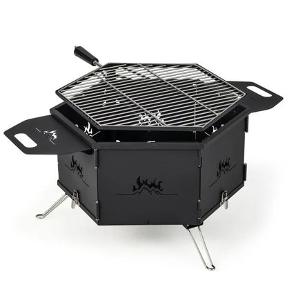 Portable Charcoal Grill Stove with Rotatable Grill and Foldable Body