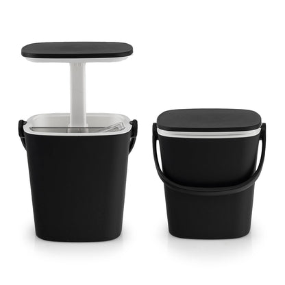 Portable Cooler Side Table with Handle and Bottle Opener-Black