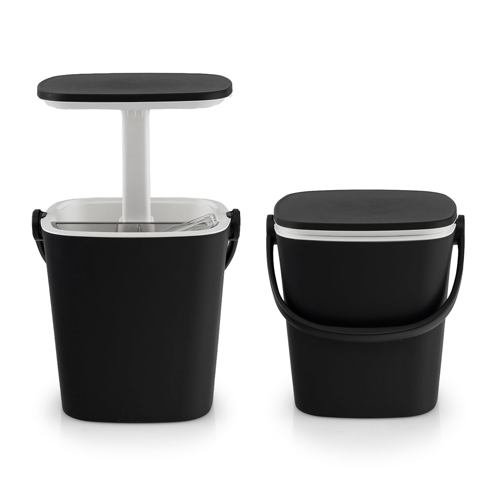 Portable Cooler Side Table with Handle and Bottle Opener-Black