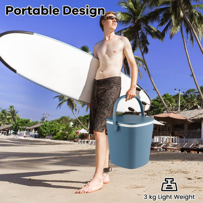 Portable Cooler Side Table with Handle and Bottle Opener-Blue