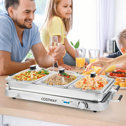 Portable Electric Buffet Server 2 in 1 Electric Warming Tray