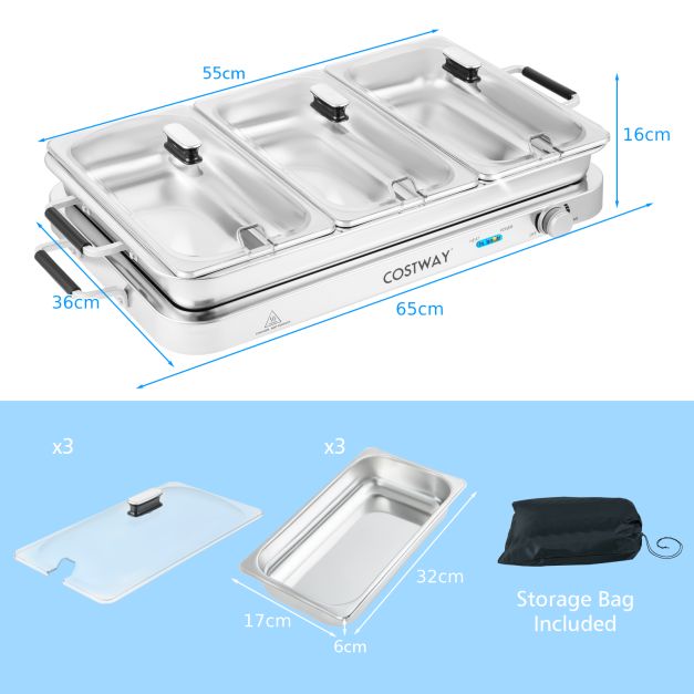 Portable Electric Buffet Server 2 in 1 Electric Warming Tray