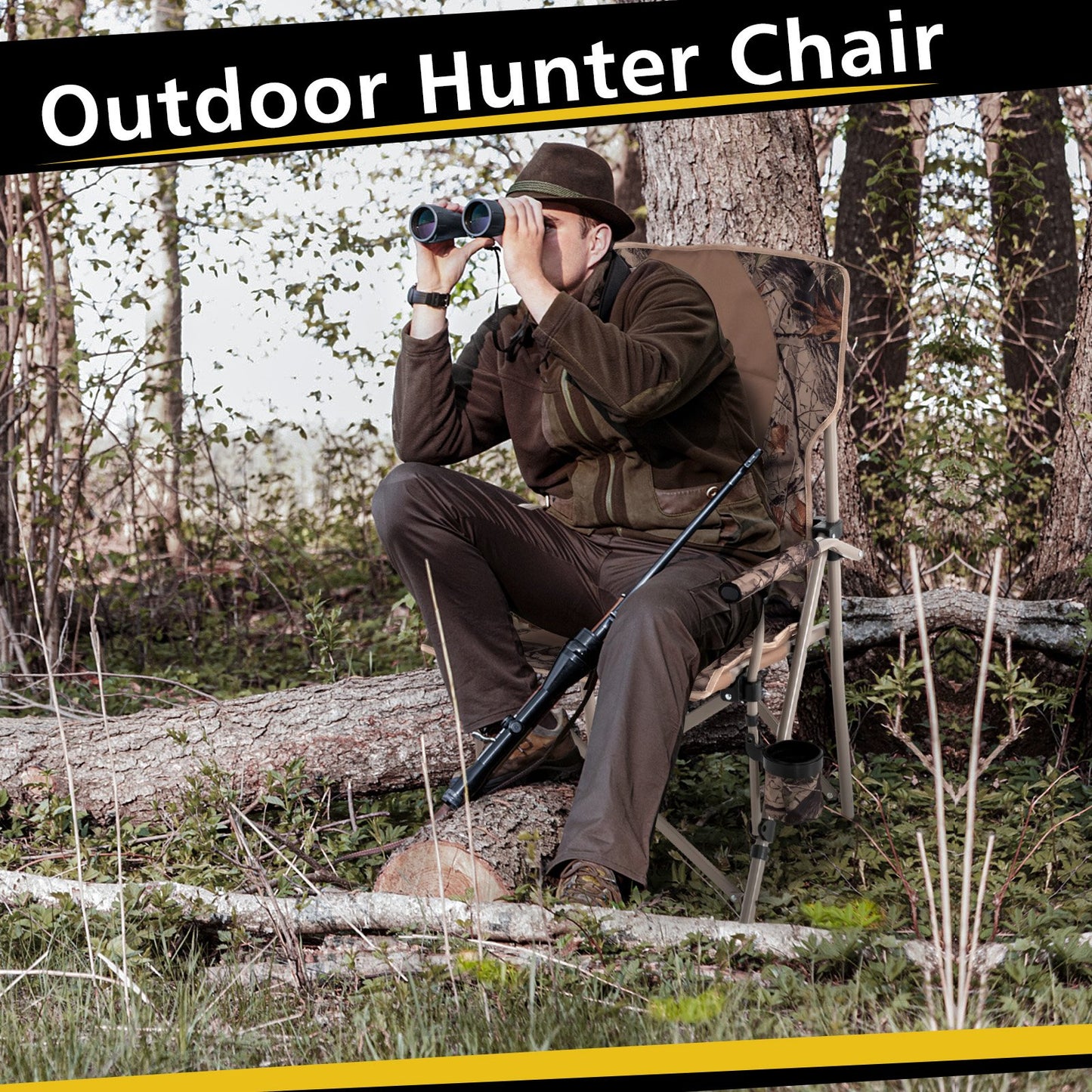 Portable Folding Camping Chair with Anti-Slip Feet, Cup Holder and Carrying Bag