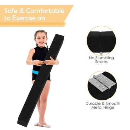 Portable Folding Gymnastic Beam with Carrying Handles-Black