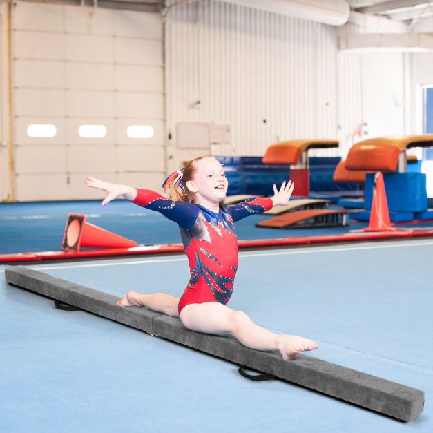 Portable Folding Gymnastic Beam with Carrying Handles-Grey