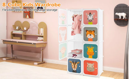 8-Cube/12Cube Portable Kids Wardrobe with Hanging Section-12 Cube