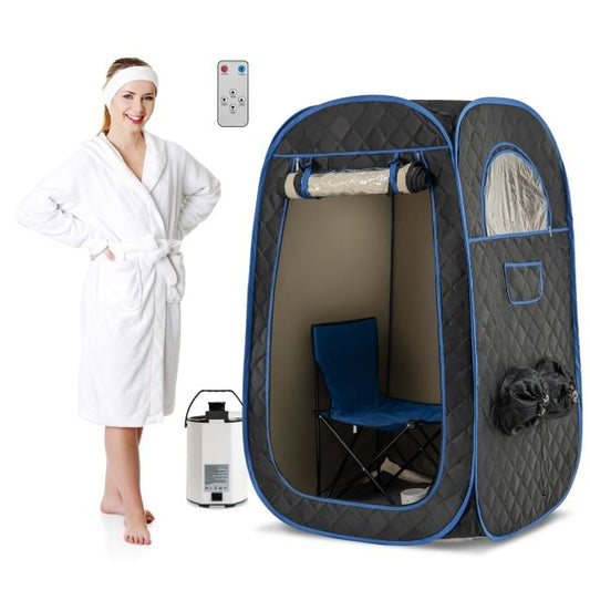 Portable Steam Sauna Tent with 1000W 3L Steam Generator and Chair-Black