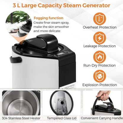 Portable Steam Sauna Tent with 1000W 3L Steam Generator and Chair-Brown