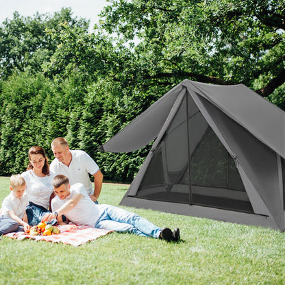 Pop-up Camping Tent with Carry Bag and Rainfly for 2-3 People-Grey