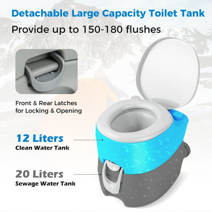 Portable Toilet with 20 L Detachable Waste Tank-Grey