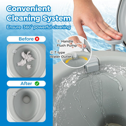 Portable Toilet with 20 L Detachable Waste Tank-Grey