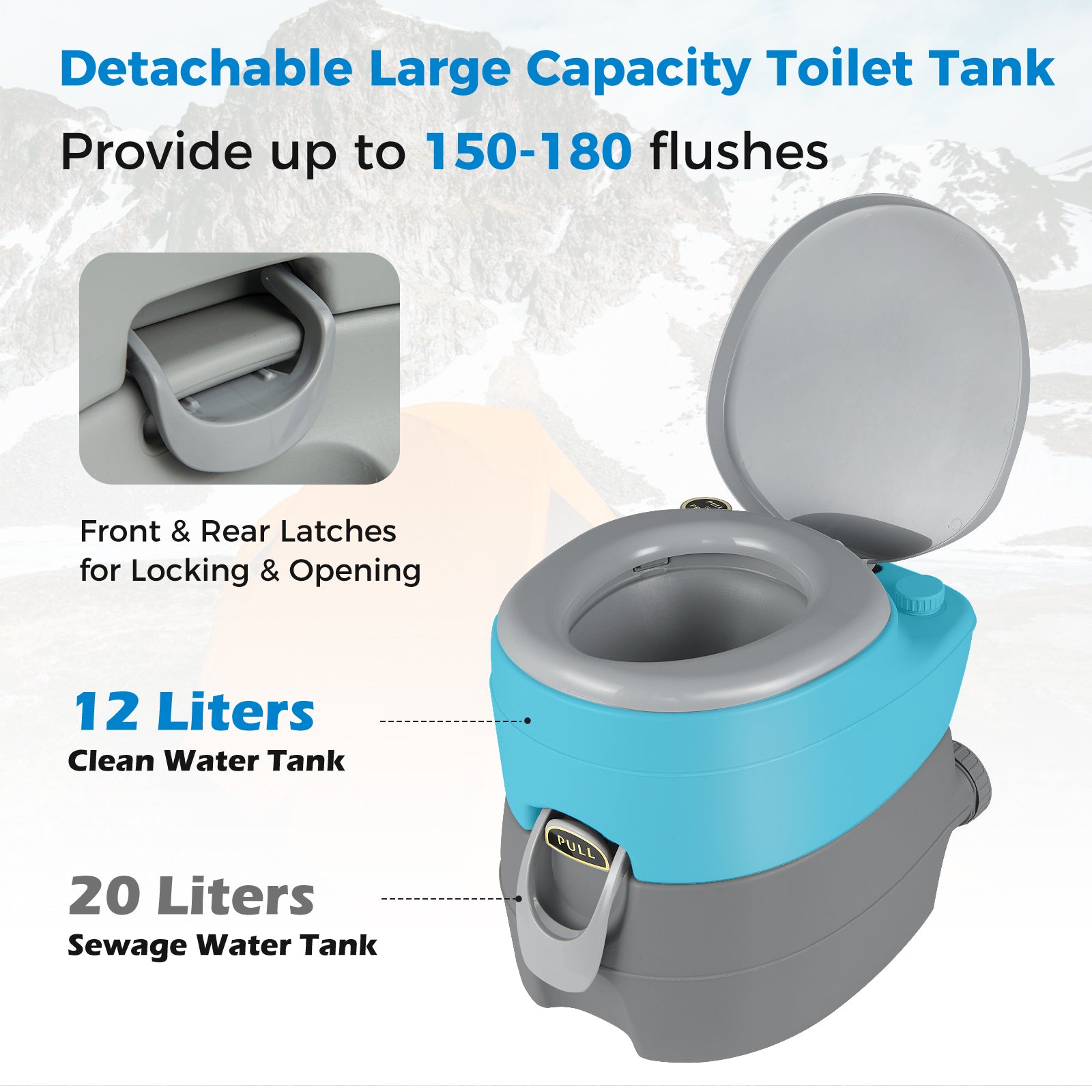 Portable Toilet with 20 L Detachable Waste Tank-Dark Grey