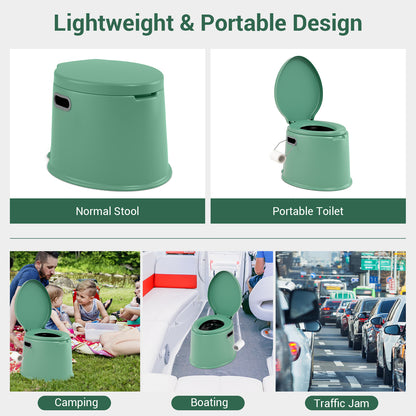 Portable Travel Toilet with Detachable Inner Bucket and Removable Toilet Paper Holder-Green