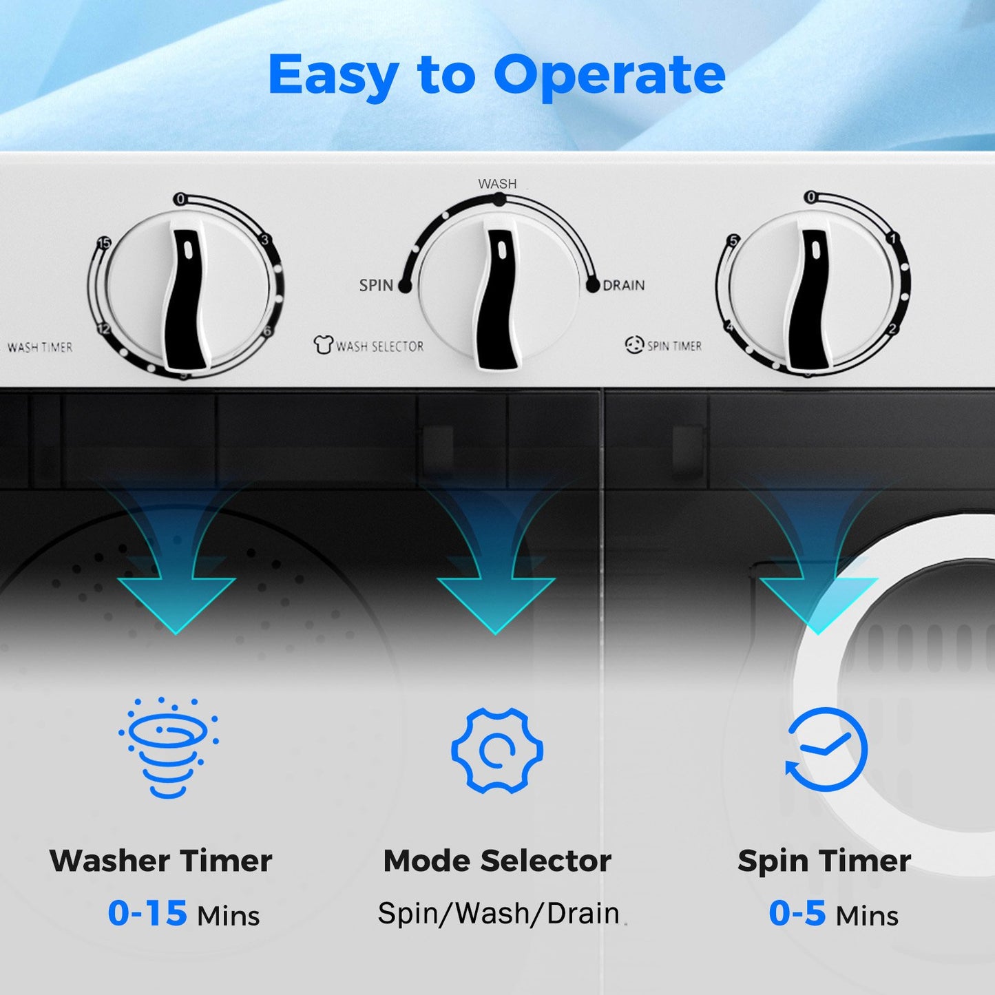 4.5 kg Portable Washing Machine Twin Tub Laundry Washer with Drain Pump-Black