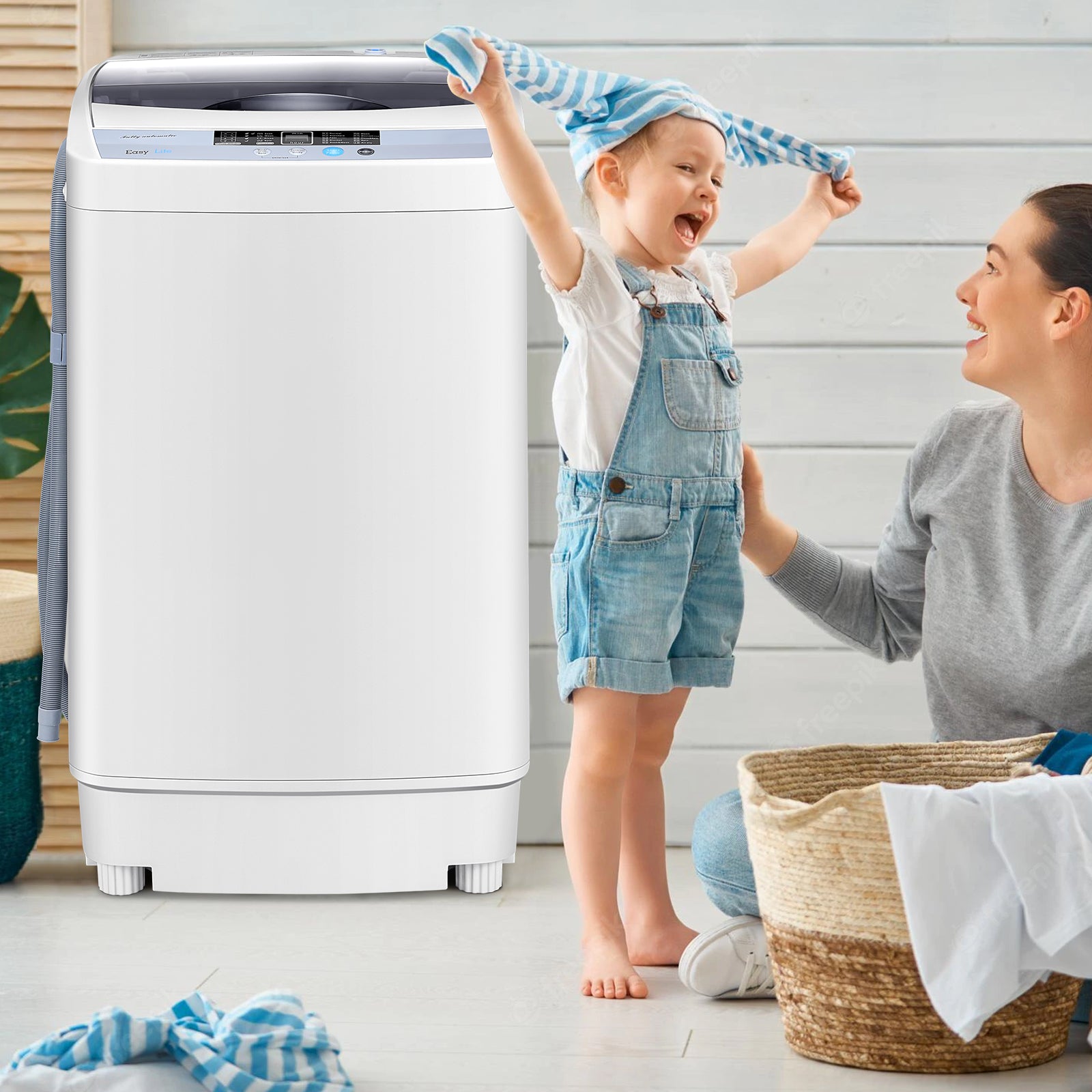 Portable Washing Machine with 8 Water Levels and 10 Washing Programs